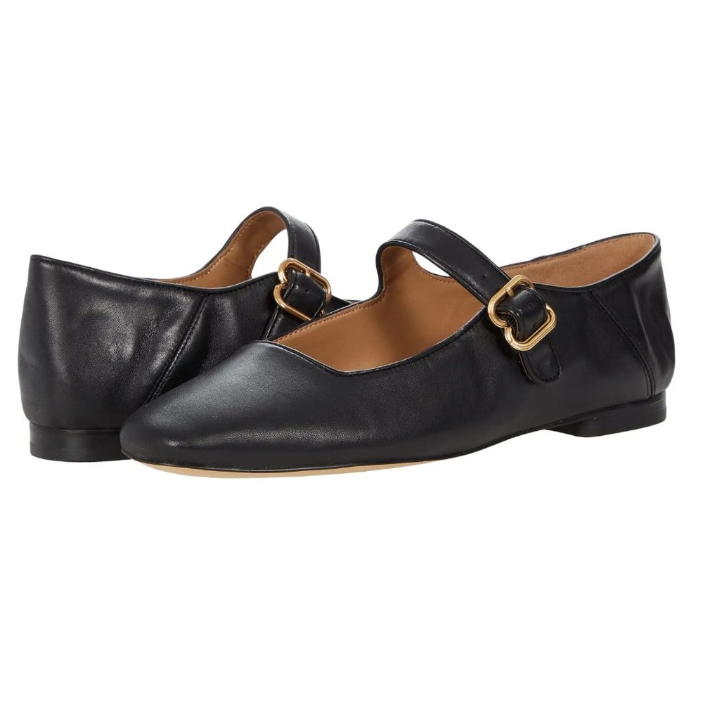 Sam Edelman Black Soft Leather Mary Jane Flats Size 8.5